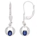 Boutons Ohrhänger aus 585 Weißgold mit 2 Saphiren und 4 Diamanten