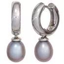 Creolen aus 585 Weißgold mit 2 Süßwasserperlen Perlen