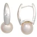 Creolen 925 Silber 2 Süßwasser Perlen Ohrringe Perlenohrringe