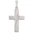 Anhänger Kreuz Silber rhodiniert teilmattiert 30,7 mm
