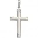 Anhänger Kreuz Silber rhodiniert teilmattiert, 27,4 mm