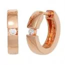 Creolen rund aus 925 Sterling Silber rotvergoldet 2 Zirkonia Ohrringe