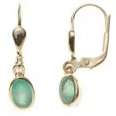 Boutons oval 585 Gold Gelbgold 2 Smaragde grün Ohrringe Ohrhänger