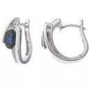 Creolen aus 585 Weißgold mit 2 blauen Saphiren und 16 Diamanten