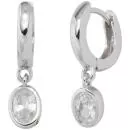 Creolen 925 Sterling Silber 2 weiße Zirkonia Ohrringe Ohrhänger