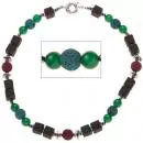 Halskette Edelsteinkette Lava mit Achat und Hämatin bunt 46 cm Kette