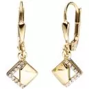 Boutons quadratisch 333 Gold Gelbgold bicolor mit Zirkonia Ohrringe