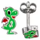 Kinder Ohrstecker Drache grün 925 Sterling Silber Kinderohrringe