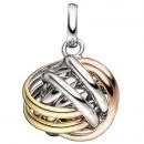 Anhänger Knoten verschlungen 925 Silber vergoldet tricolor dreifarbig