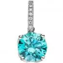 Anhänger 925 Sterling Silber 1 Zirkonia tükis hellblau blau