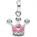Kinder Anhänger Krone 925 Sterling Silber mit Zirkonia rosa