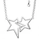 Collier Halskette Sterne aus 925 Silber mit Zirkonia 45 cm