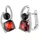 Creolen aus 585 Weißgold 48 Diamanten Brillanten 2 Granate rot 2 Onyxe