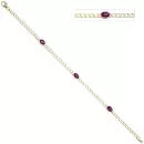 Armband 585 Gold Gelbgold 3 Rubine rot 19,5 cm Goldarmband