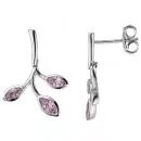Hängerstecker Ohrhänger aus 925 Silber mit 6 Zirkonia in Rosa