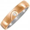 Partner Ring Halbes Herz Titan und Bronze 1 Diamant Brillant