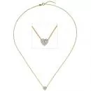 Collier Kette mit Anhänger Herz 375 Gelbgold bicolor 14 Zirkonia 45 cm