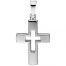 Anhänger Kreuz 925 Sterling Silber teil matt Kreuzanhänger Silberkreuz