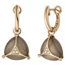 Creolen 585 Rotgold 2 Mondstein Cabochons 12 Diamanten Brillanten