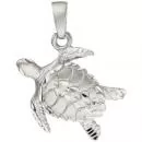 Anhänger Schildkröte 925 Sterling Silber teil matt Silberanhänger