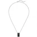 Collier Kette mit Anhänger Edelstahl schwarz mit Carbon Einlagen 55 cm