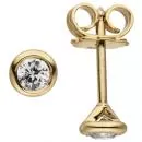 runde Ohrstecker aus 585 Gelbgold mit 2 Diamanten