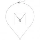 Collier Kette mit Anhänger, 585 Gold Weißgold 1 Diamant Brillant 0,25 ct. 45 cm