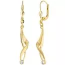 Ohrhänger 375 Gelbgold matt 2 Zirkonia Ohrringe Boutons Goldohrringe