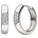 Creolen 925 Sterling Silber 20 Zirkonia Ohrringe Silberohrringe