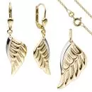 Schmuck-Set Flügel Engelsflügel 333 Gold Gelbgold bicolor mit Kette 45 cm