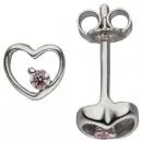 Kinder Ohrstecker Herz 925 Sterling Silber 2 Zirkonia Kinderohrringe