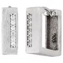 Creolen eckig 925 Silber matt 12 Zirkonia Ohrringe Silbercreolen Silberohrringe
