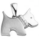 Anhänger Hund 925 Sterling Silber mattiert Silberanhänger