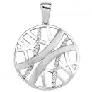 Anhänger rund 925 Sterling Silber teil matt 22 Zirkonia