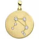 Anhänger Sternzeichen Waage 333 Gold Gelbgold matt 7 Zirkonia Goldanhänger