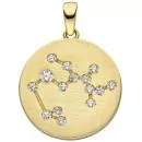Anhänger Sternzeichen Schütze 333 Gold Gelbgold matt 15 Zirkonia