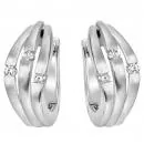 Creolen 585 Gold Weißgold teil matt 6 Diamanten Brillanten Ohrringe