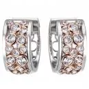 Creolen 925 Sterling Silber bicolor vergoldet 36 Zirkonia Ohrringe