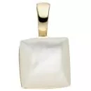 Anhänger 925 Silber gold vergoldet 1 Perlmutt-Einlage eckig